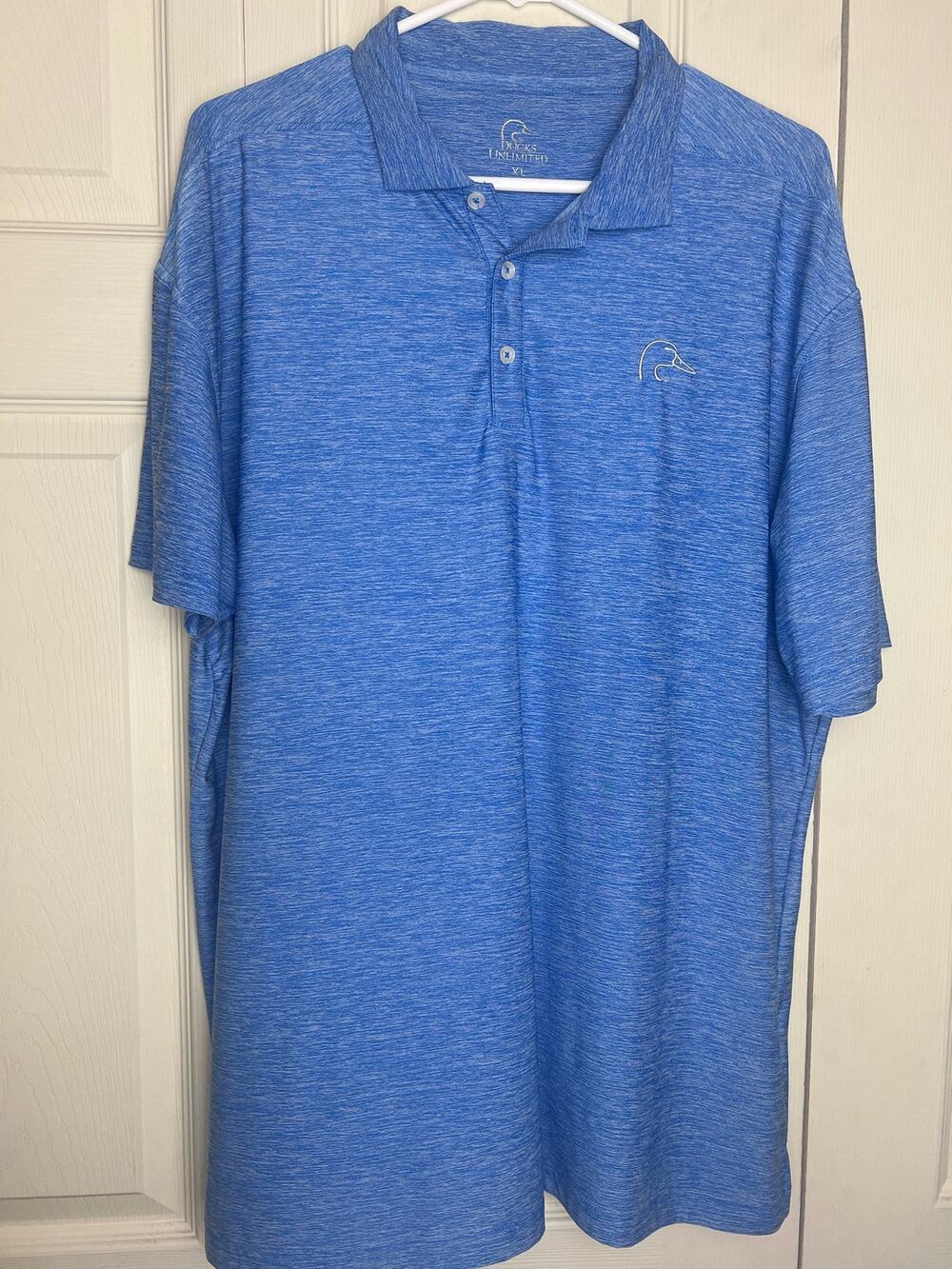 Ducks Unlimited Men's Short Sleeve Golf Polo Collared Shirt Blue Men's Size XL